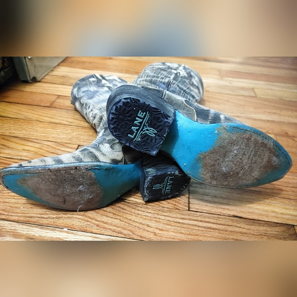 Lane Dawson Embroidered Cowboy Boots – Black/White Distressed Leather – Size 5.5 - Picture 4 of 6